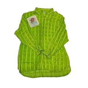 ENDLESS Summer. Vibrant Green Checkered Button-Up Shirt